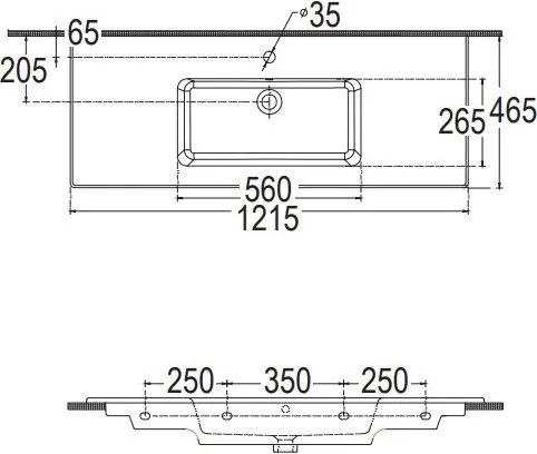 Νιπτήρας Flat Bianco Ceramica White-Μήκος: 120.5 εκ.