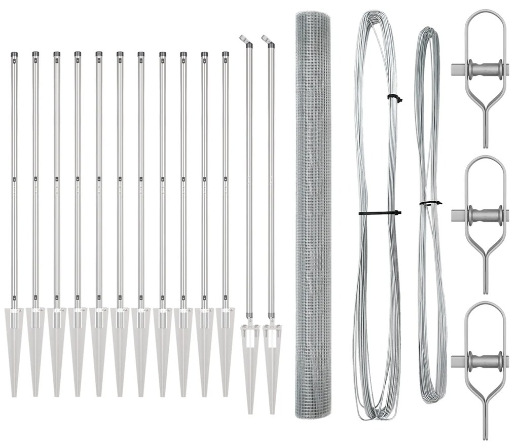 vidaXL Φράχτης Welded Wire με 13 Σπόρους 1.6x25 μ Γαλβανισμένος Χάλυβας