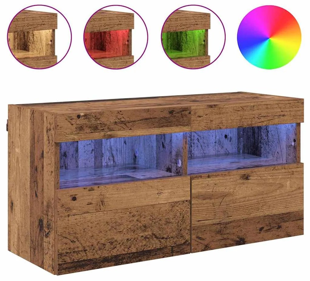 vidaXL Ντουλάπι Τηλεόρασης Τοίχου Επιτοίχιο Παλιό Ξύλο 80 x 30 x 40 εκ