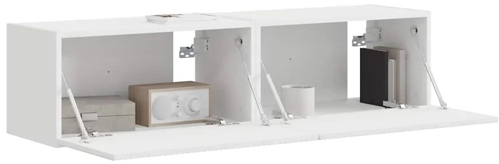 vidaXL Ντουλάπι Τηλεόρασης Τοίχου 2 pcs Λευκό 60 x 31 x 29.5 εκ