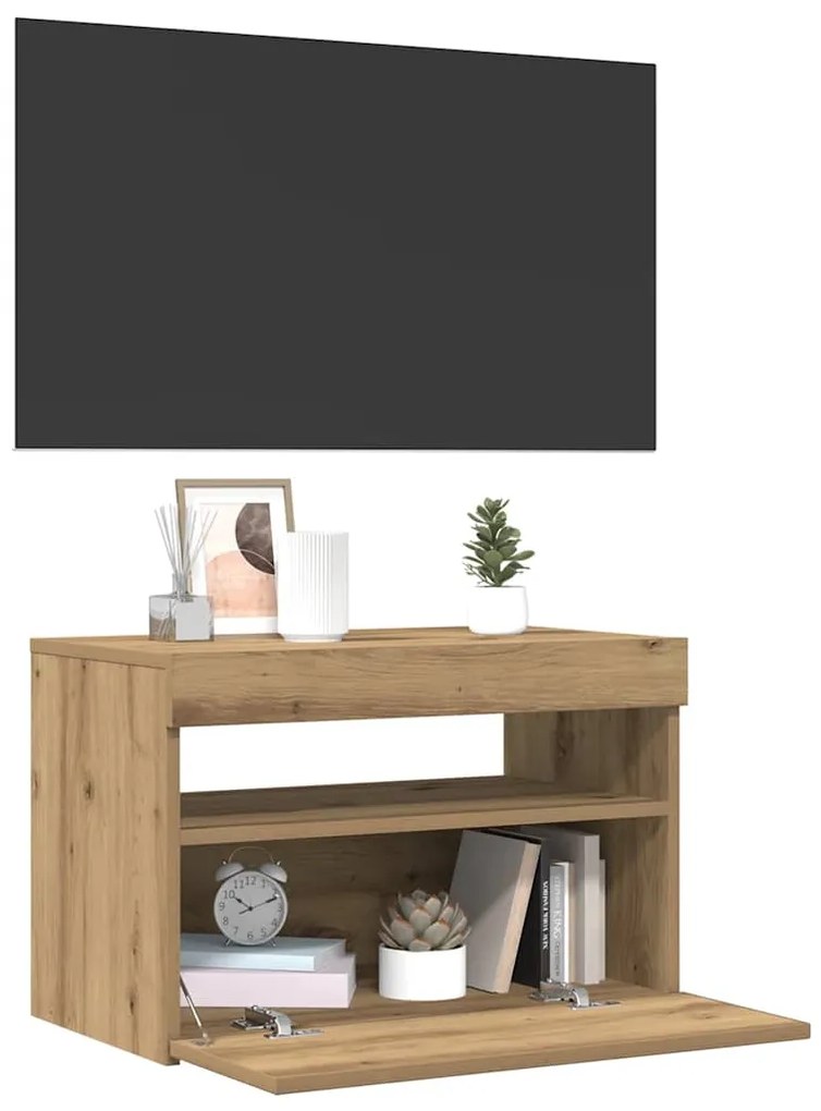 ντουλάπι τηλεόρασης vidaXL με φώτα LED Artisan Oak Κατασκευασμένο ξύλο