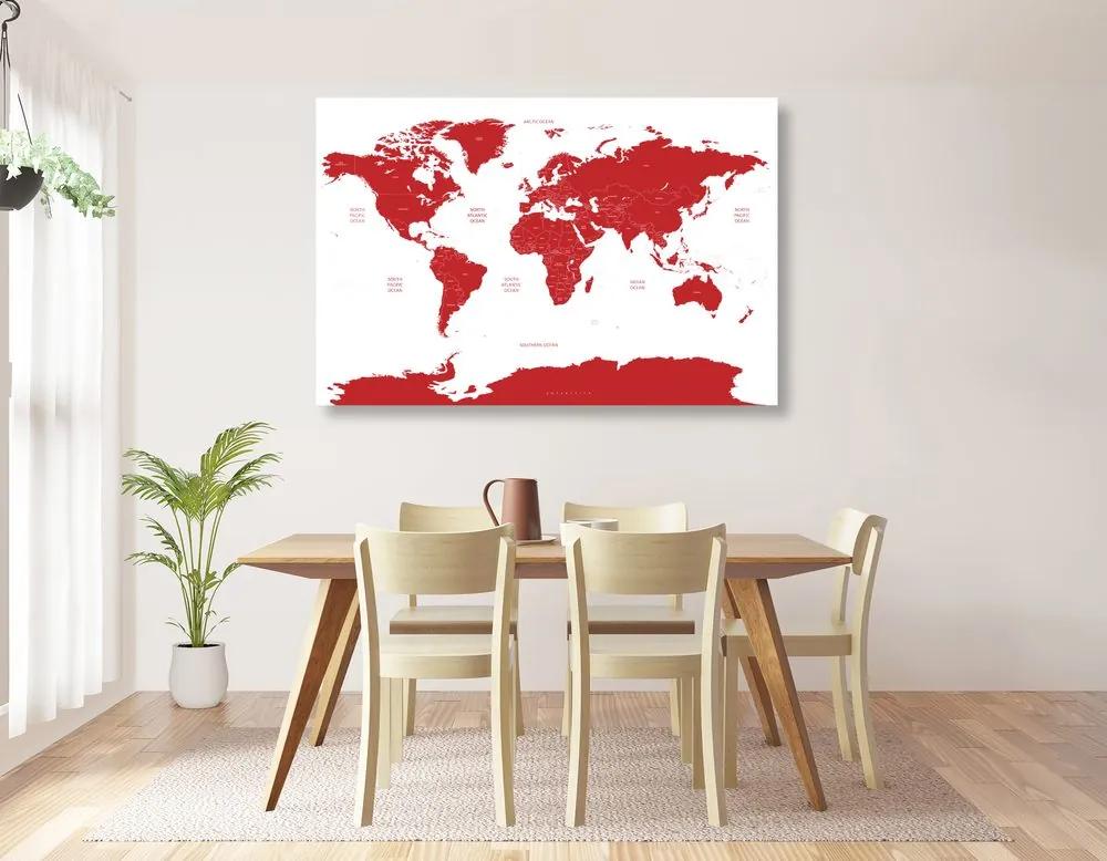 Εικόνα χάρτη του κόσμου με μεμονωμένες πολιτείες με κόκκινο χρώμα - 120x80