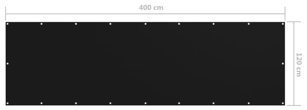 vidaXL Διαχωριστικό Βεράντας Μαύρο 120 x 400 εκ. Ύφασμα Oxford