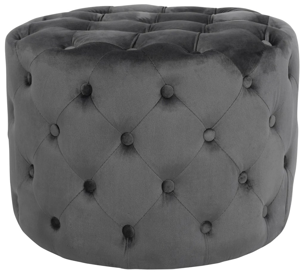 ΣΚΑΜΠΟ KASSIE  ΓΚΡΙ ΒΕΛΟΥΔΟ ΤΥΠΟΥ CHESTERFIELD HM8406.01 Φ60x43Υ εκ.