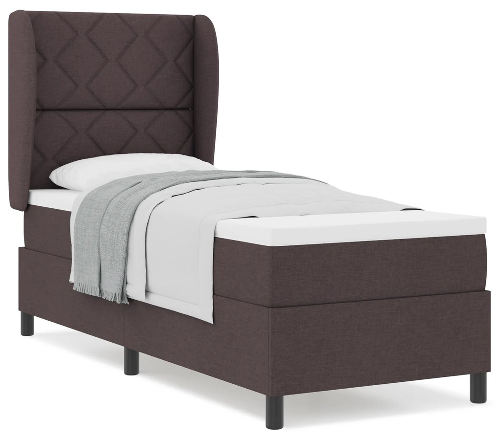 vidaXL Κρεβάτι Box Spring με Ματράς - Σκούρο Καφέ, 80x200 εκ., Ύφασμα