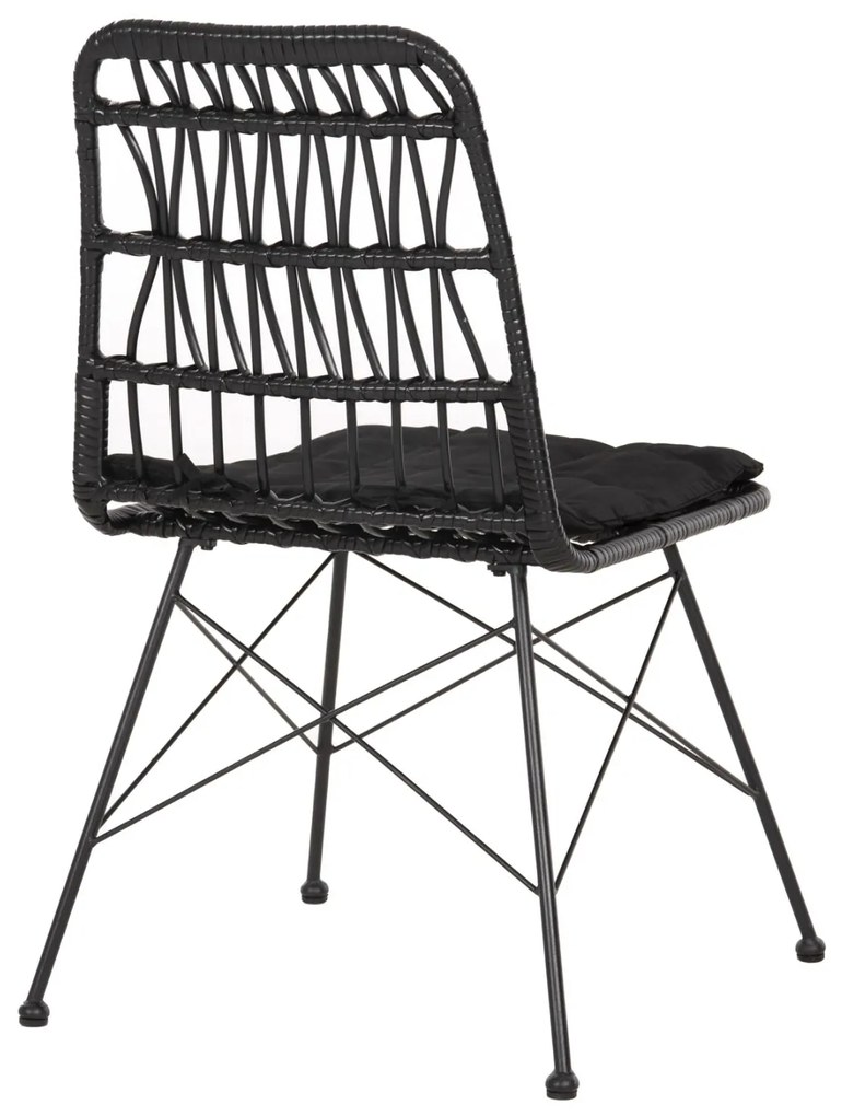 Καρέκλα ALLEGRA C5453.12 Μεταλλική με Μαξιλάρι και Wicker Μαύρο 52x52x83,5Yεκ. 52x52x83.5 εκ.
