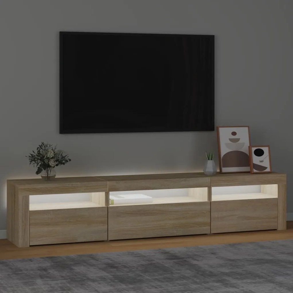 Έπιπλο Τηλεόρασης με LED Sonoma Δρυς 195x35x40 εκ. - Καφέ