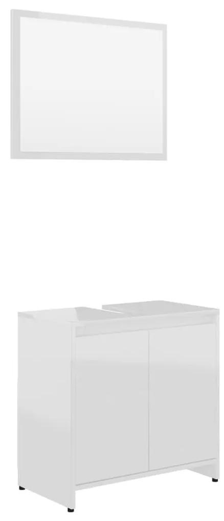 Σετ Επίπλων Μπάνιου 4 Τεμαχίων Γυαλιστερό Λευκό από Μοριοσανίδα - Λευκό