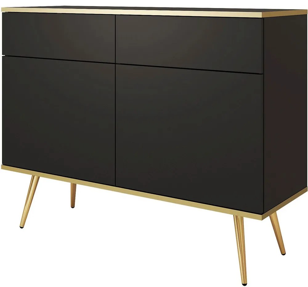 Μπουφές Oro KSZ107_Cz 107x39x85cm Anthracite-Gold Μελαμίνη,Μέταλλο