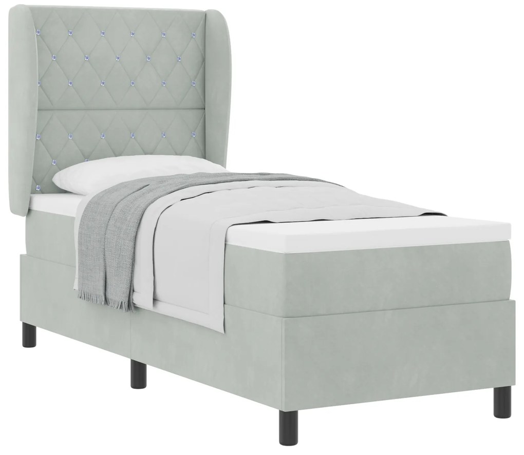 vidaXL Κρεβάτι με Στρώμα Light Grey 80x200 cm Βελούδο