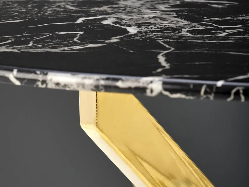 Τραπέζι Houston 1538, Μαύρο μάρμαρο, Χρυσό, 75cm, 26 kg, Επεξεργασμένο γυαλί, Μέταλλο | Epipla1.gr