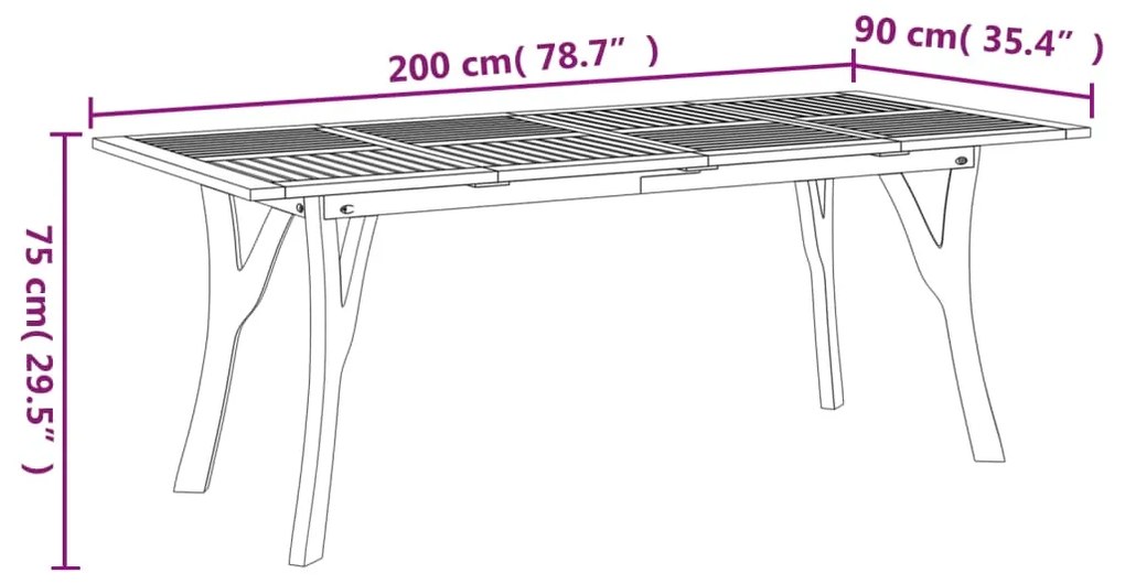 ΤΡΑΠΕΖΙ ΚΗΠΟΥ 200X90X75 ΕΚ. ΑΠΟ ΜΑΣΙΦ ΞΥΛΟ ΑΚΑΚΙΑΣ 363309