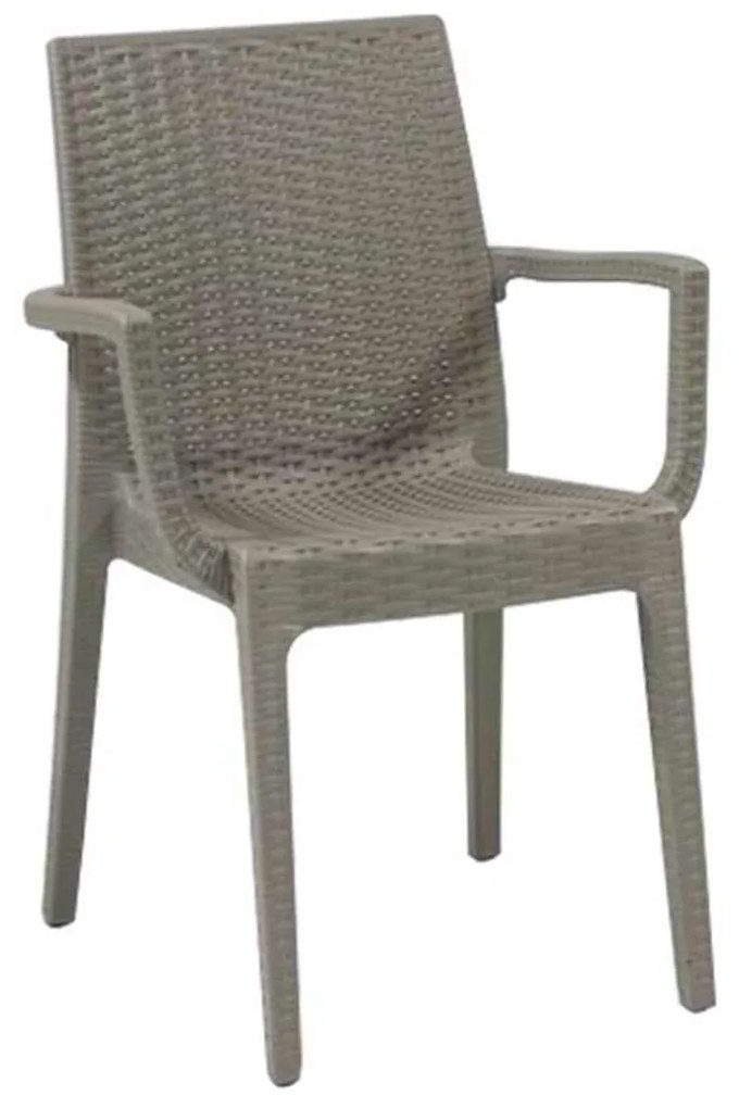 Πολυθρόνα DAFNE Πλαστική Μπεζ (Rattan Look) 54x55x85cm
