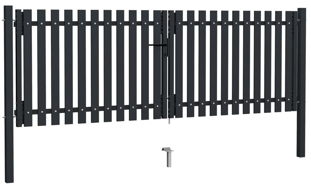 vidaXL Πόρτα με Διπλή Πόρτα και Φράχτη Ανθρακί 300x125 εκ. από Ατσάλι