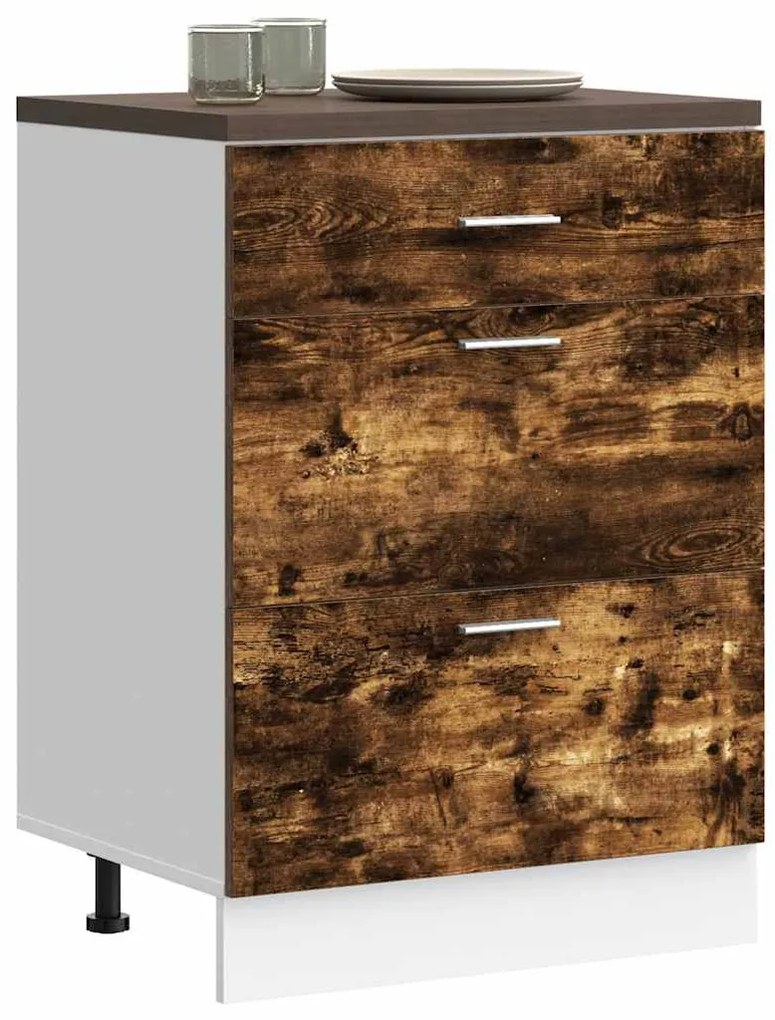 Βάση Κουζίνας "Lyon" από Καπνιστή Δρυ με Τεχνητή Δρύ