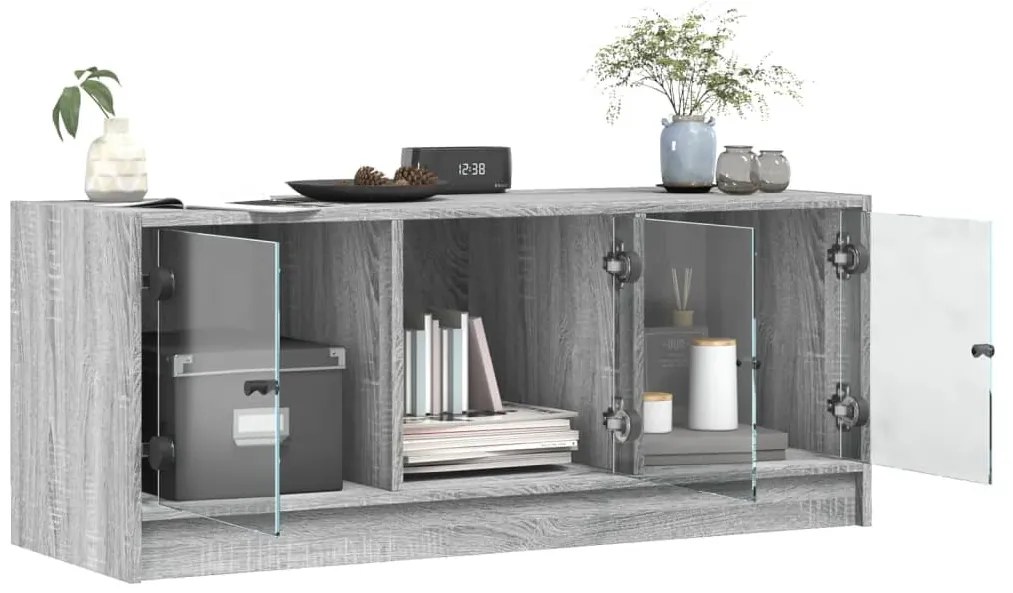 vidaXL Έπιπλο Τηλεόρασης Sonoma Γκρι 102x37x42 εκ. με Γυάλινες Πόρτες