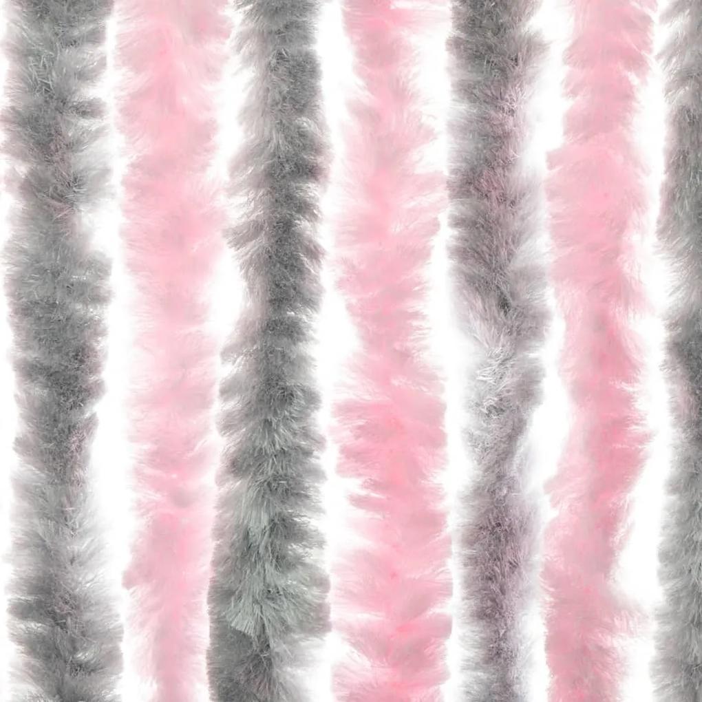 vidaXL Σήτα Εντόμων Ασημί Γκρι / Ροζ 100 x 220 εκ. από Σενίλ