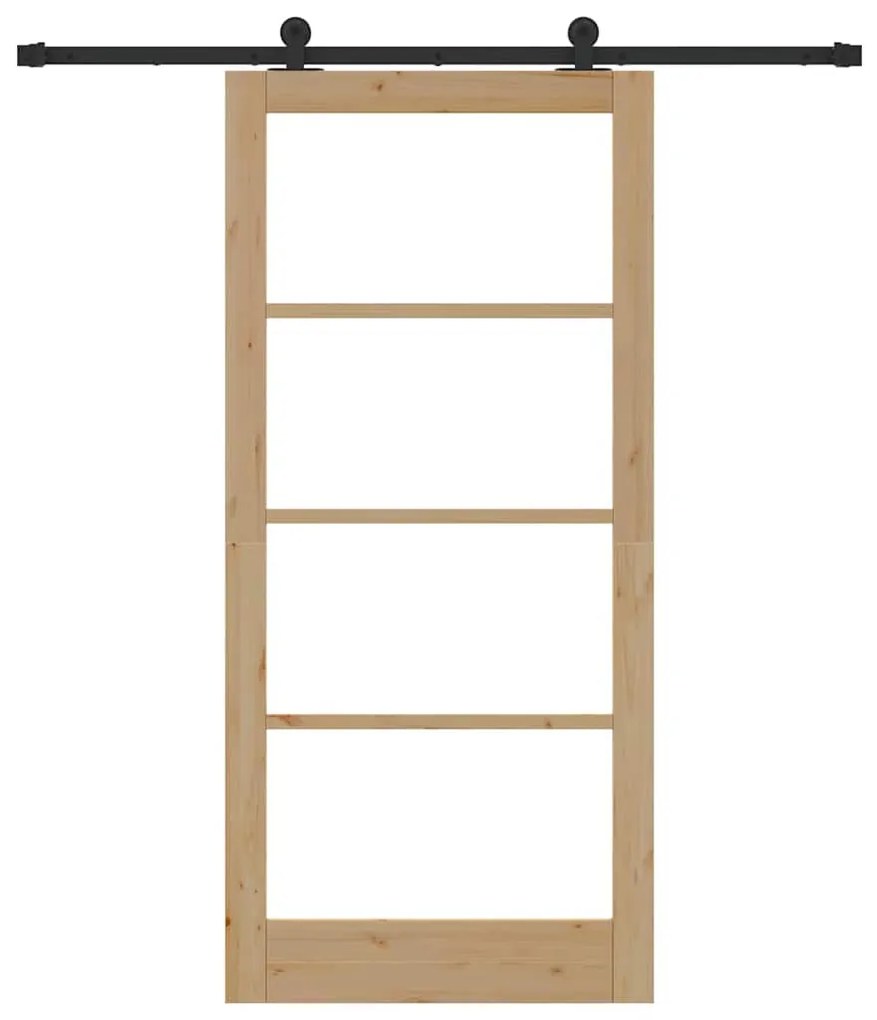 vidaXL Συρόμενη Πόρτα Χειροκίνητος Καφέ 93 x 202 cm Ξύλο και μέταλλο