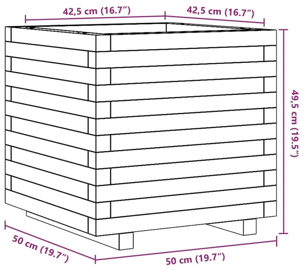 Ζαρντινιέρα Καφέ Κεριού 50x50x49,5 εκ. από Μασίφ Ξύλο Πεύκου - Καφέ