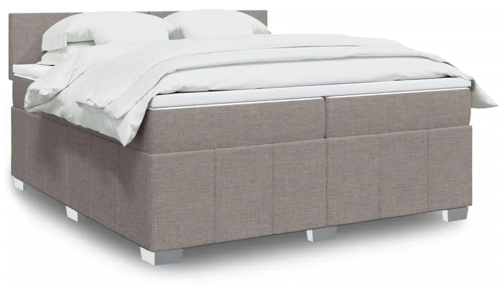 vidaXL Κρεβάτι Boxspring με Στρώμα Taupe 200x200 εκ. Υφασμάτινο