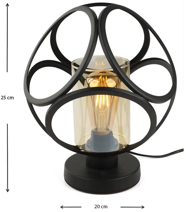 Φωτιστικό επιτραπέζιο Silvia Megapap E27 μεταλλικό χρώμα μαύρο 20x20x25εκ.