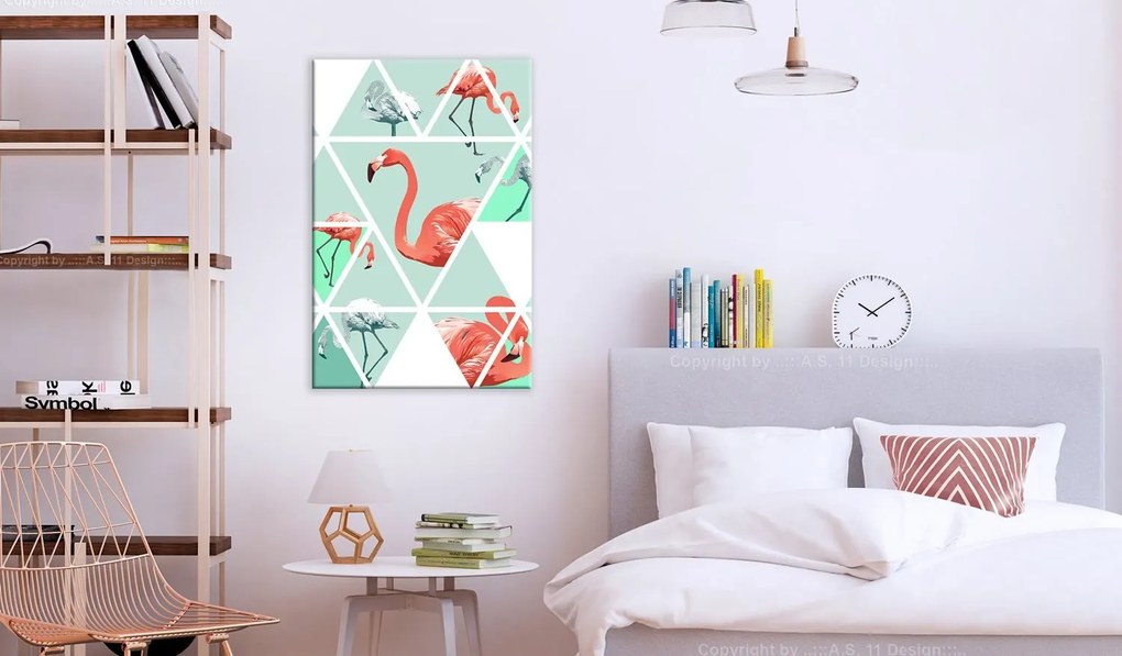 Πίνακας - Geometric Flamingos (1 Part) Vertical 40x60