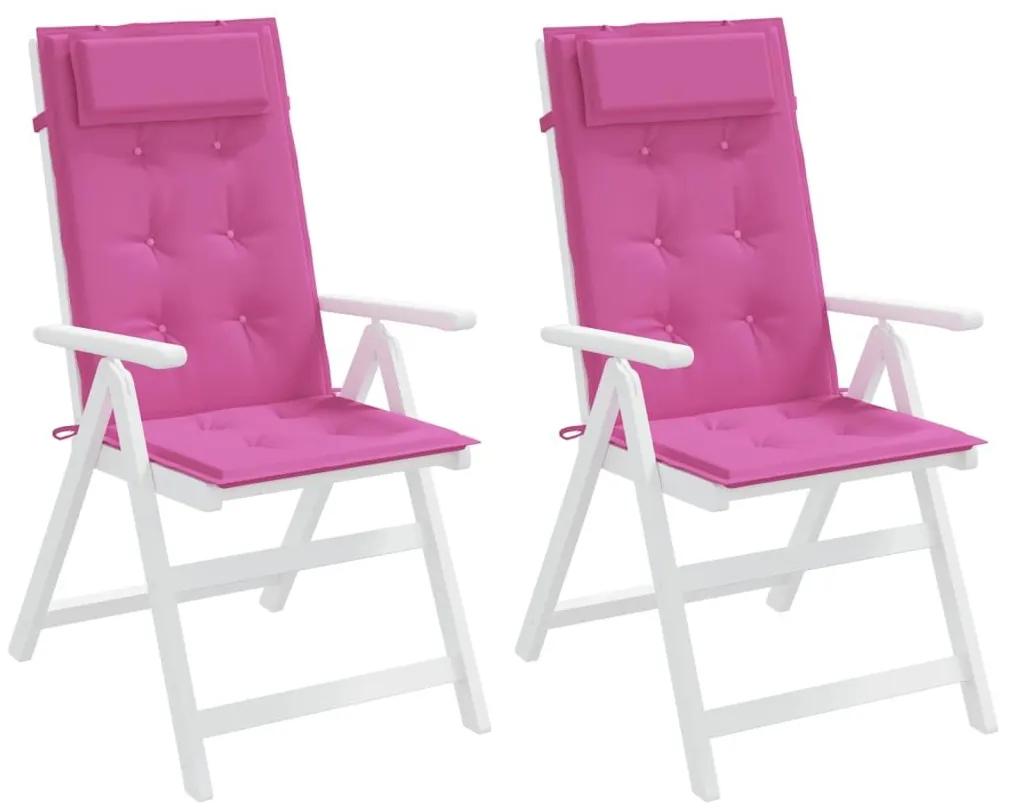 Μαξιλάρια Καρέκλας με Ψηλή Πλάτη 2 τεμ. Ροζ από Ύφασμα Oxford - Ροζ