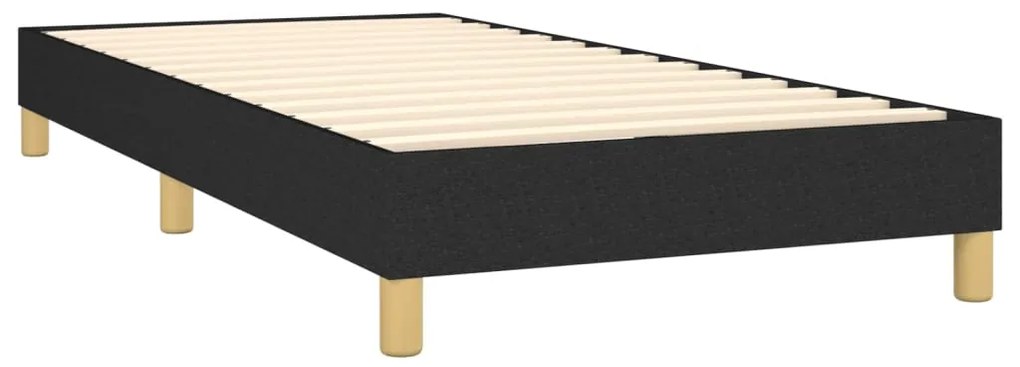 vidaXL Κρεβάτι Boxspring με Στρώμα & LED Μαύρο 100x200 εκ. Υφασμάτινο