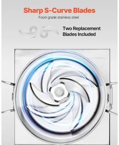 VEVOR Food Processor &amp; Vegetable Chopper 10L Food-Grade Stainless Steel Blender