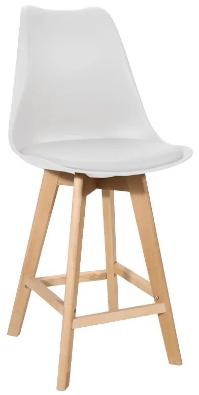 Σκαμπό μπαρ Gaston λευκό pp-pu και ξύλινο πόδι σε φυσική απόχρωση 49x56x112εκ 271-000018