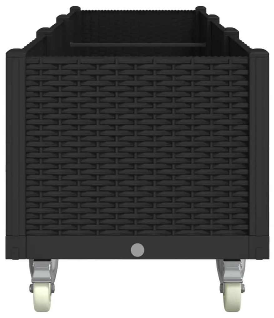 vidaXL Ζαρντινιέρα Κήπου με Ροδάκια Μαύρο 240x50x54 εκ. Πολυπροπυλένιο