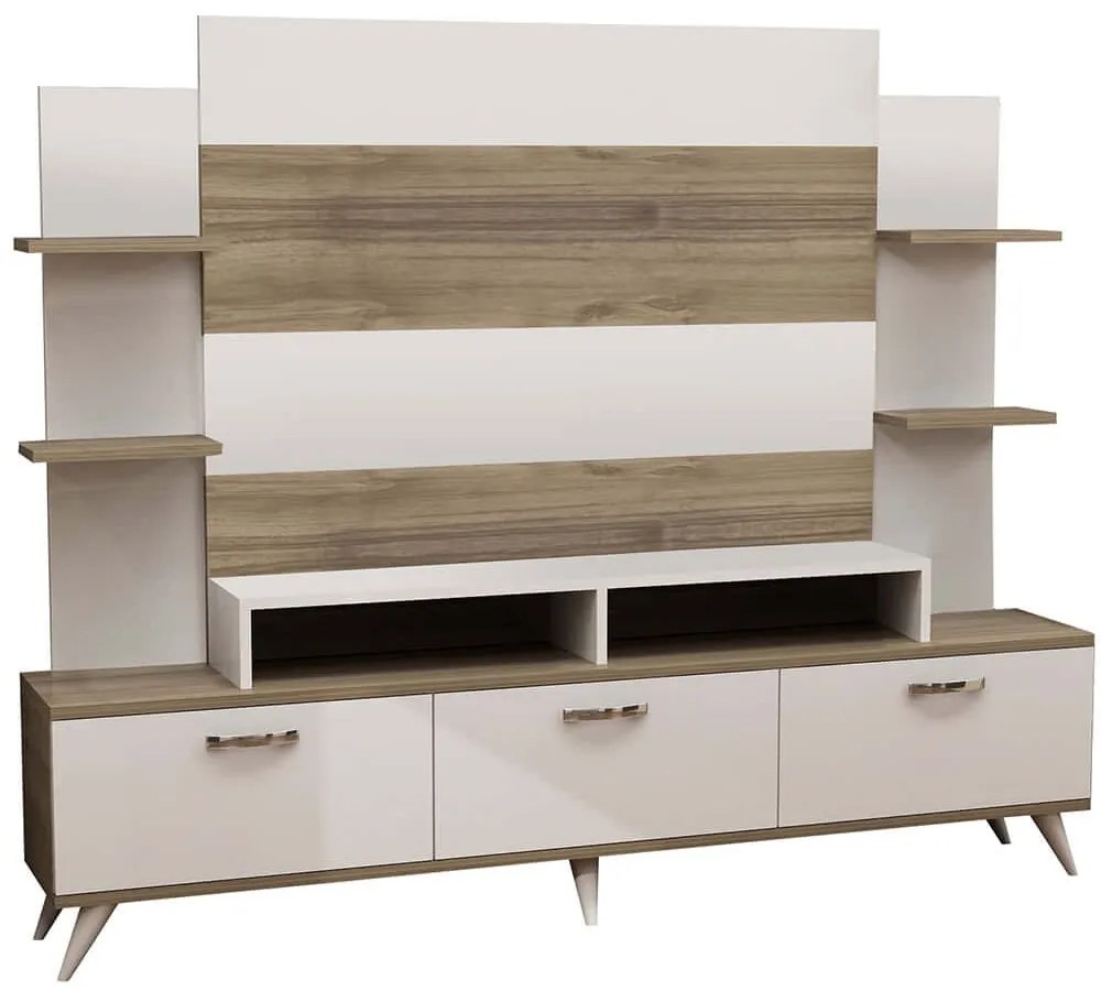 Σύνθεση Τηλεόρασης Diana 788DEC3075 180x30x143cm White-Walnut