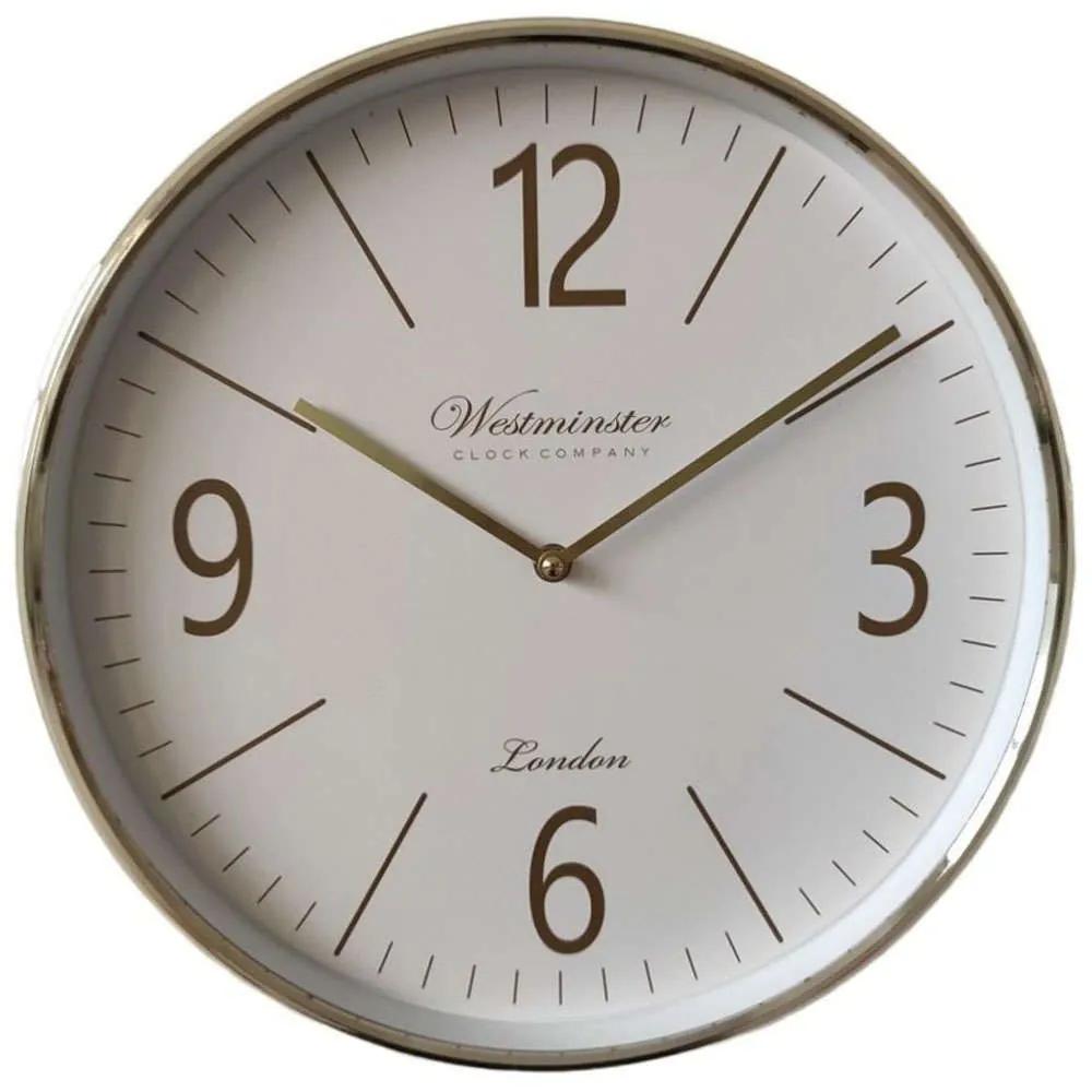 Ρολόι Τοίχου QN0001401A Φ36cm White-Gold Oriana Ferelli® Πλαστικό