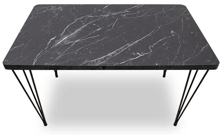 Σετ τραπεζαρία 5τμχ Roger - Chiara Megapap Mdf - ύφασμα χρώμα μαύρο εφέ μαρμάρου - ανθρακί 120x70x75εκ.