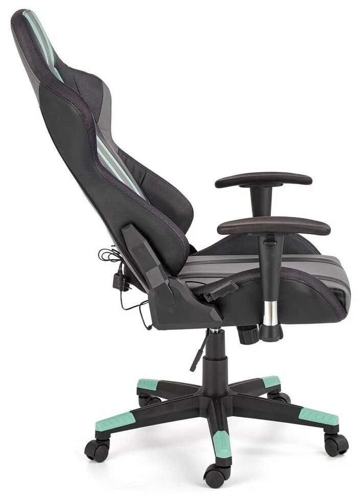 Καρέκλα gaming Houston 610, Γκρι, Μαύρο, Ανοιχτό πράσινο, 121x68x69cm, Με μπράτσα, Με ρόδες, Μηχανισμός καρέκλας: Κλίση