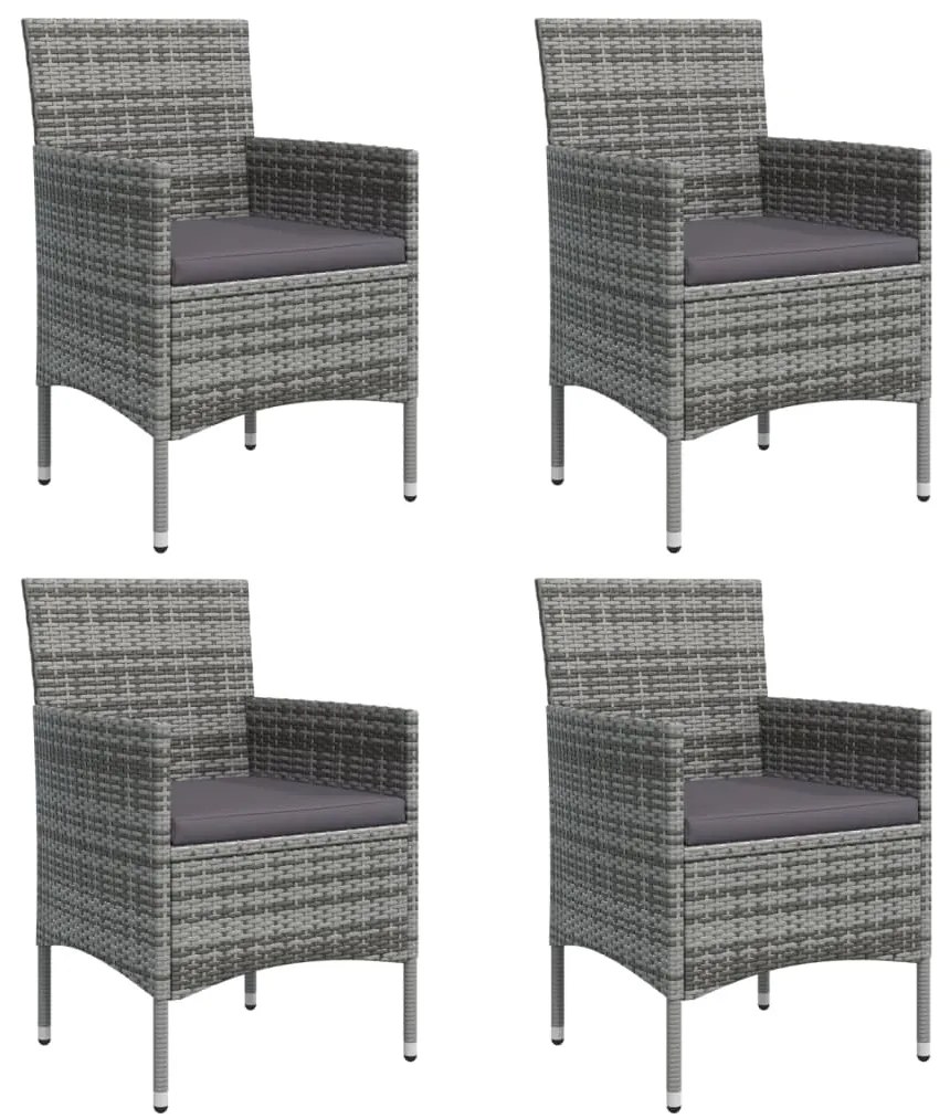 vidaXL Σετ Τραπεζαρίας Κήπου 5 Τεμαχίων Γκρι / Μαύρο με Μαξιλάρια