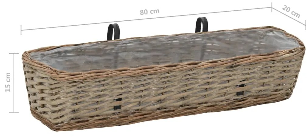 vidaXL Ζαρντινιέρες Μπαλκονιού 2 τεμ. 80 εκ. Wicker Επένδυση PE