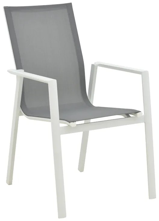 Πολυθρόνα κήπου Dashiell pakoworld αλουμίνιο λευκό textilene γκρι 71x58x94εκ