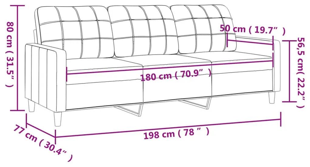 Καναπές Τριθέσιος Ανοιχτό Γκρι 180 εκ. Υφασμάτινος - Γκρι