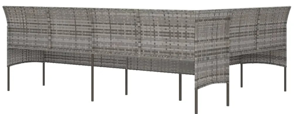 vidaXL Καναπές Κήπου με Σχήμα L Γκρι από Συνθετικό Ρατάν με Μαξιλάρια