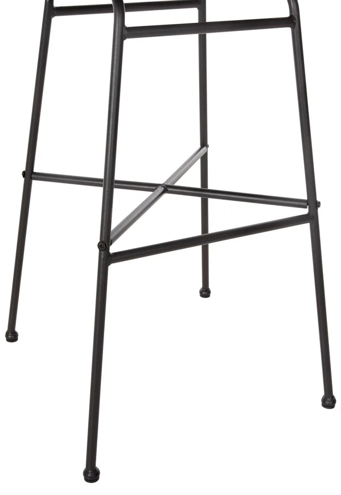 Σκαμπό Μπαρ GERALD C5706.11 Μεταλλικό Ψηλό με Μπεζ Wicker &amp; Μαύρο Μαξιλάρι 49x50x101Υεκ. 49x50x101 εκ.