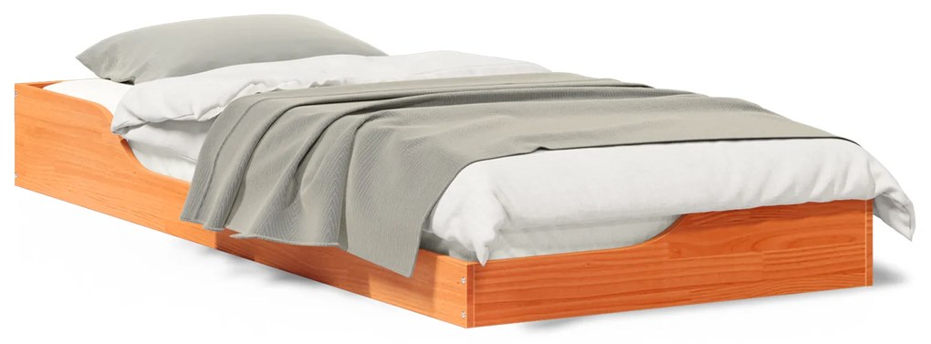 vidaXL Κρεβάτι δαπέδου Καφέ κεριού 80 x 210 cm Στερεό Ξύλο