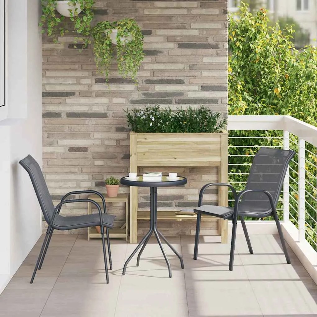 vidaXL Σετ Μπιστρό Κήπου 3 pcs Γκρι Ατσάλι