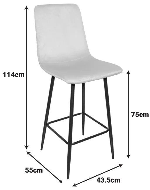 Σκαμπό μπαρ Grato pakoworld ύφασμα μαύρο-πόδι μαύρο μεταλλικό 43.5x55x114εκ