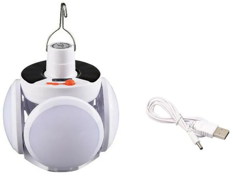 LED Ηλιακό Πτυσσόμενο Φωτιστικό για Camping με Γάντζο και 5 Λειτουργίες Φωτισμού BL-2029