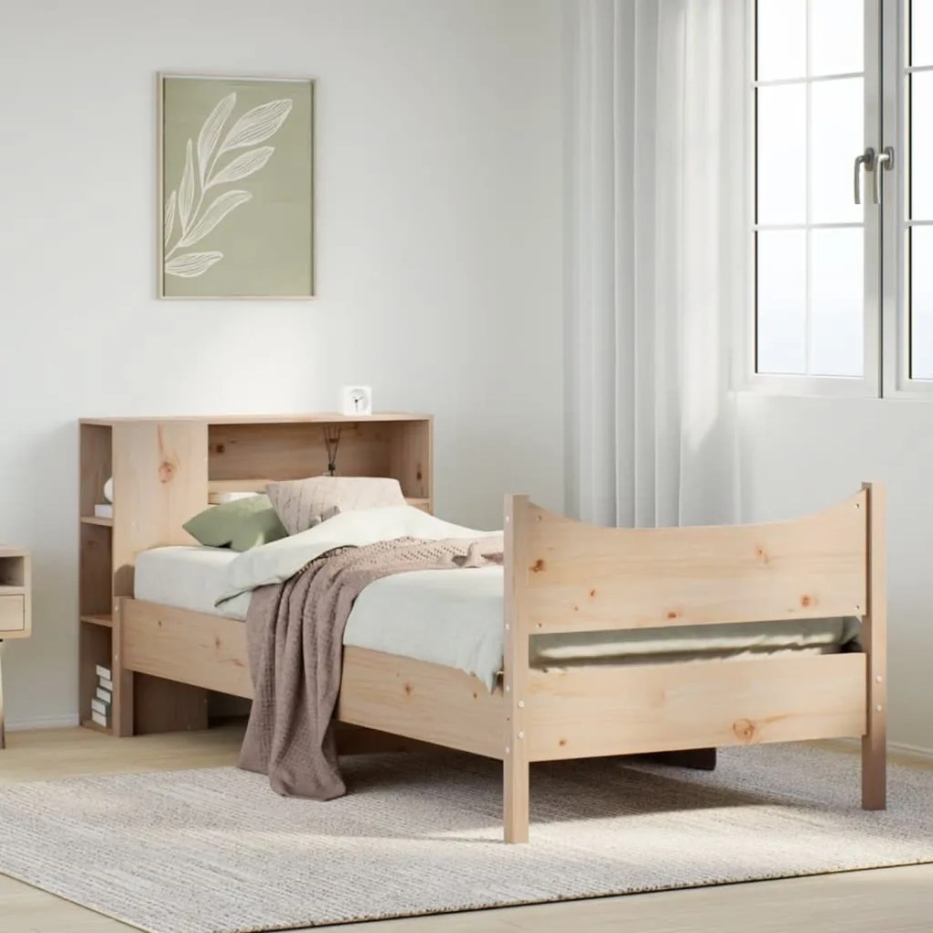 vidaXL Σκελετός Κρεβατιού Χωρίς Στρώμα 75x190 εκ Μασίφ Ξύλο Πεύκου