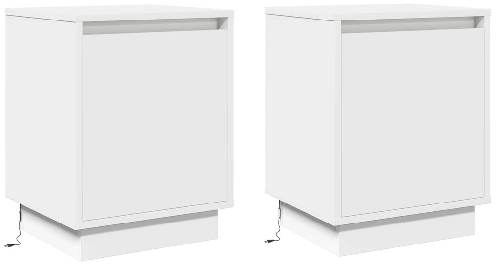 vidaXL Κομοδίνα με LED Φώτα 2 τμχ Λευκό 39x34,5x50 εκ.