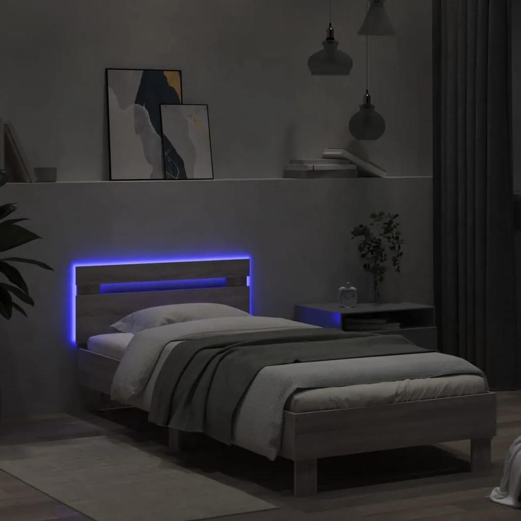 Πλαίσιο Κρεβατιού με Κεφαλάρι και LED Γκρι sonoma 90 x 190 εκ. - Γκρι