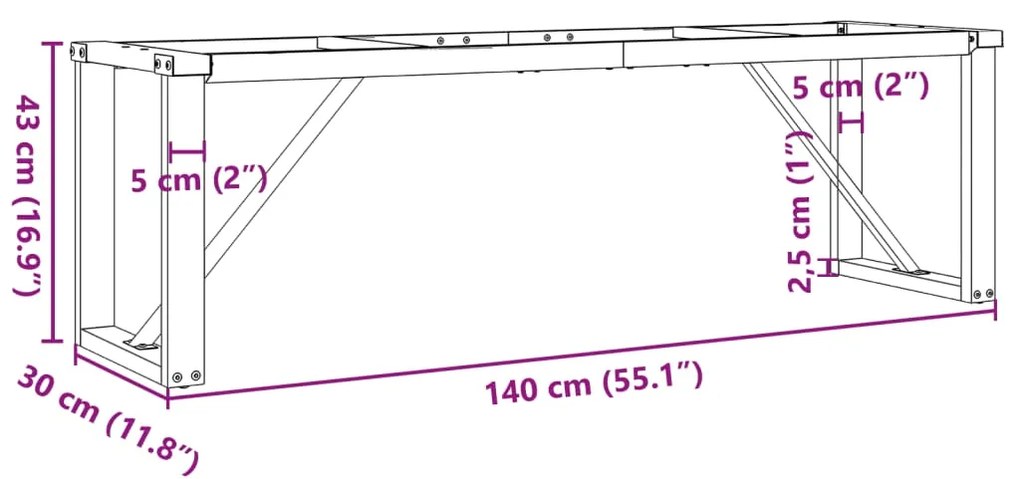 Πόδια Τραπεζιού Σαλονιού σε Σχήμα «Ο» 140x30x43 εκ. Ατσάλι 357878
