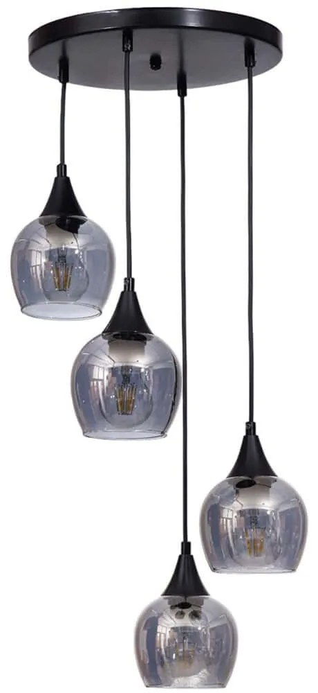 Φωτιστικό Οροφής 534LUN6166 Φ30x80cm 4xE27 40W Fume-Black Opviq